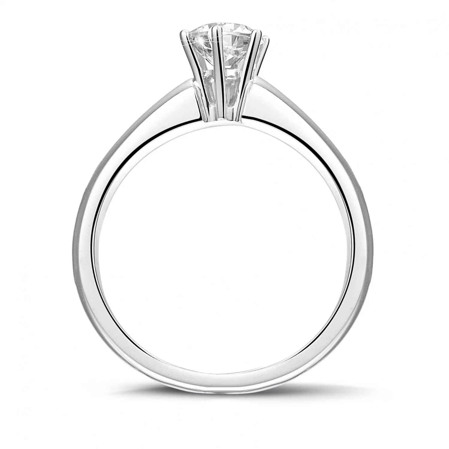 0.50 quilates anillo solitario diamante con 6 grapas en oro blanco 