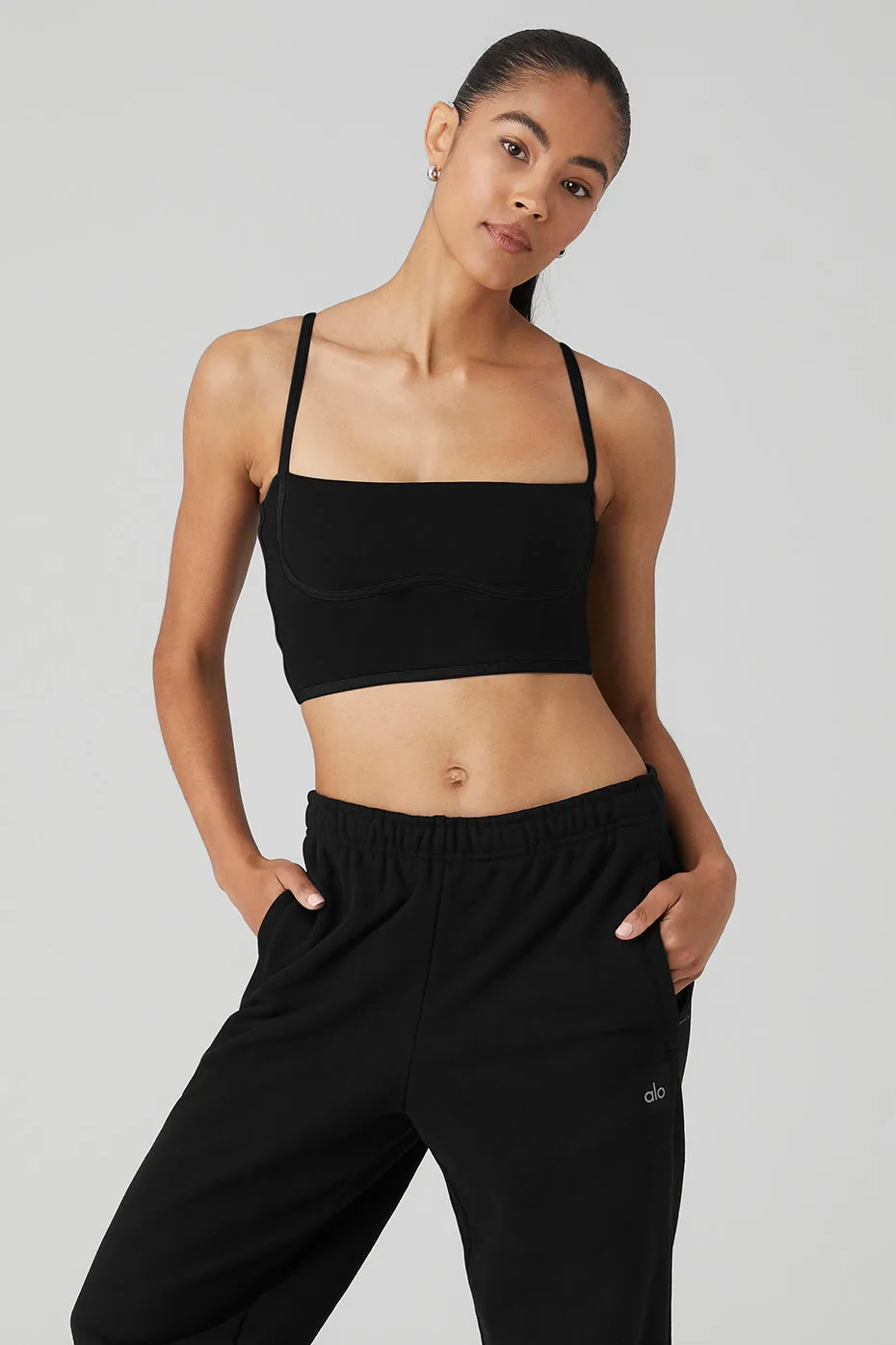 AIRBRUSH STREAMLINED BRA TANK  BLACK