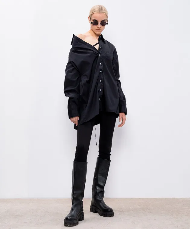 Ann Demeulemeester Black Daria shirt with asymmetry