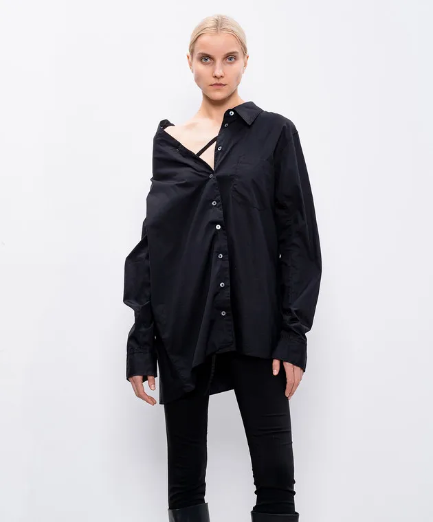Ann Demeulemeester Black Daria shirt with asymmetry