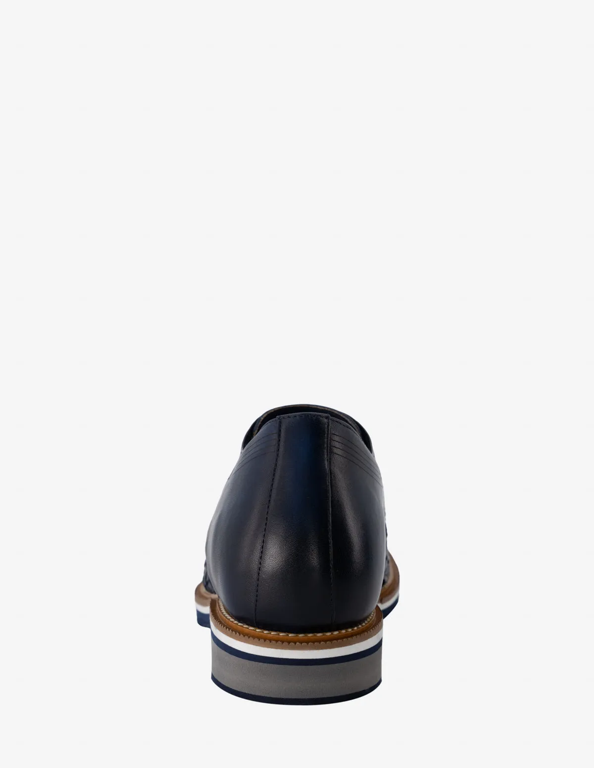 Blucher +7 cm de altura en piel trenzada color azul para hombre