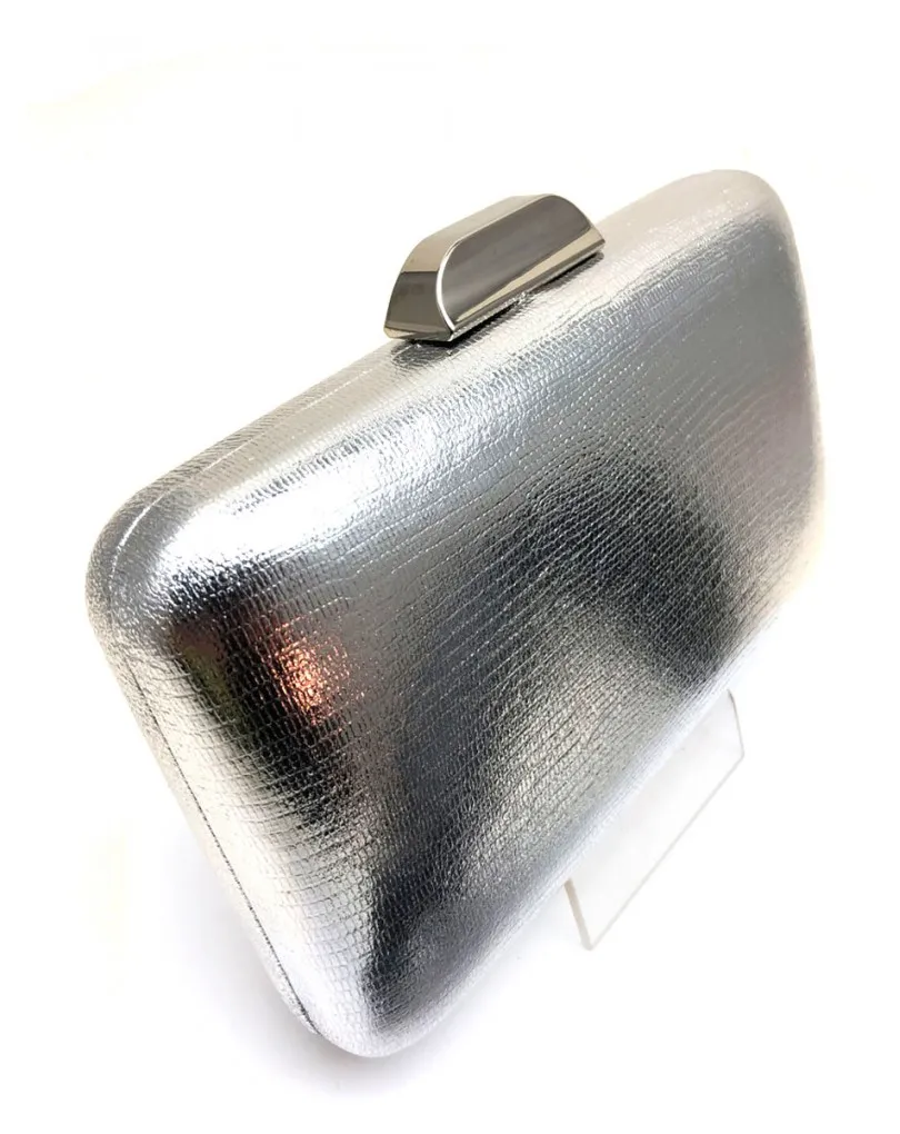 BOLSOS DE FIESTA PLATEADOS EN TEXTIL EFECTO PIEL DE LAGARTO