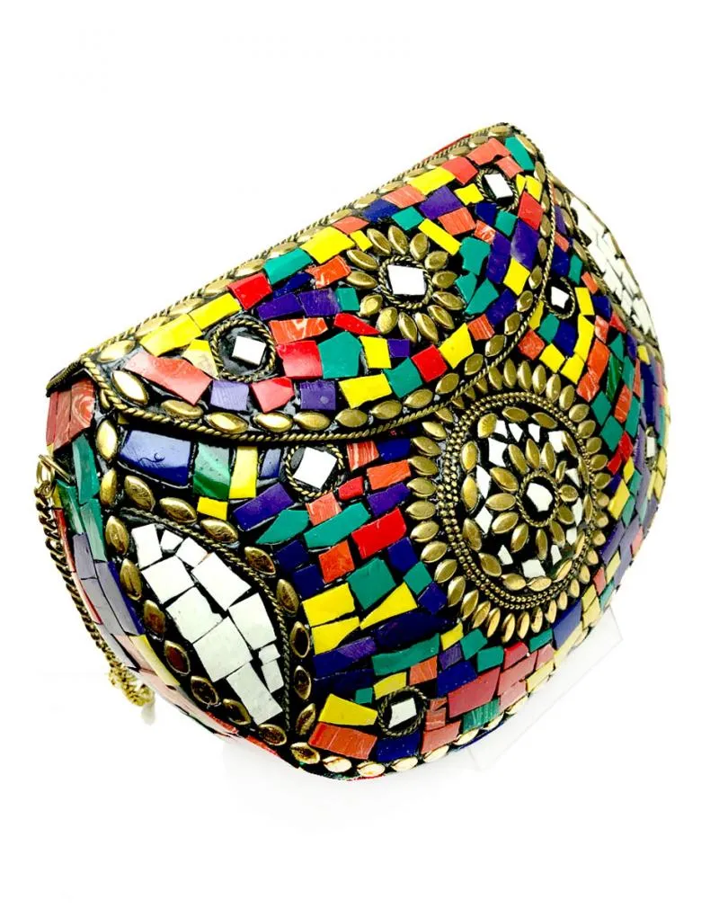 BOLSOS MUJER DE FIESTA EN MULTICOLOR CON MOSAICO DE PIEDRA