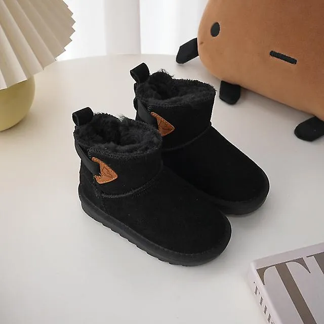 Botas de nieve para niños Capa de cabeza de niña Botas de cuero esmerilado Botas de invierno de felpa cálida para niños Talla 21