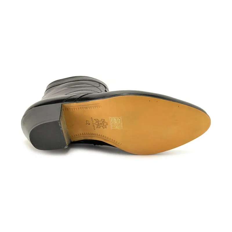 Botines Hombre Piel Tacón Cubano Suela de Cuero Forro de piel 508 Negro, de Latino