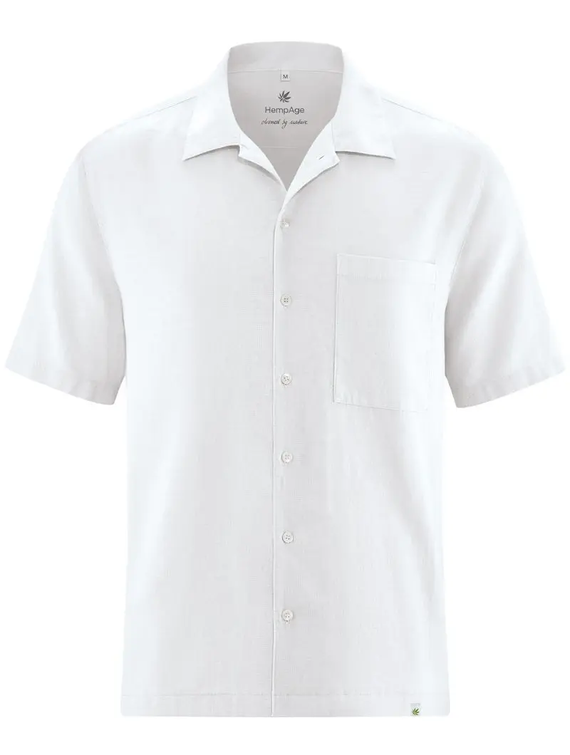 Camisa cuello italiano de hombre de cáñamo y algodón orgánico