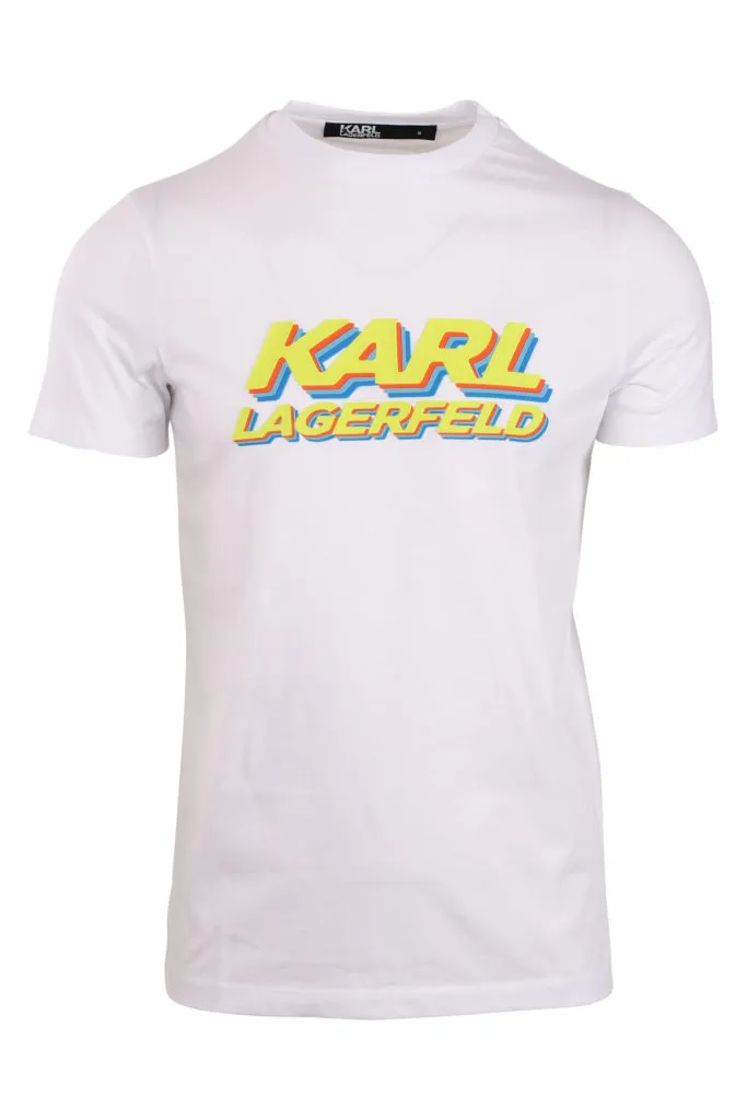 Camiseta blanca con logo amarillo 3D