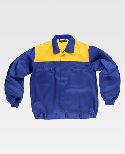 Cazadora Canesú combinado cremalleras de nylon Azulina Amarillo