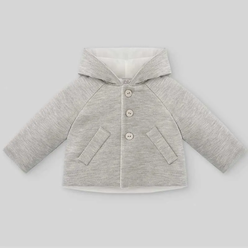 Chaquetón bebé gris perla de Paz Rodriguez
