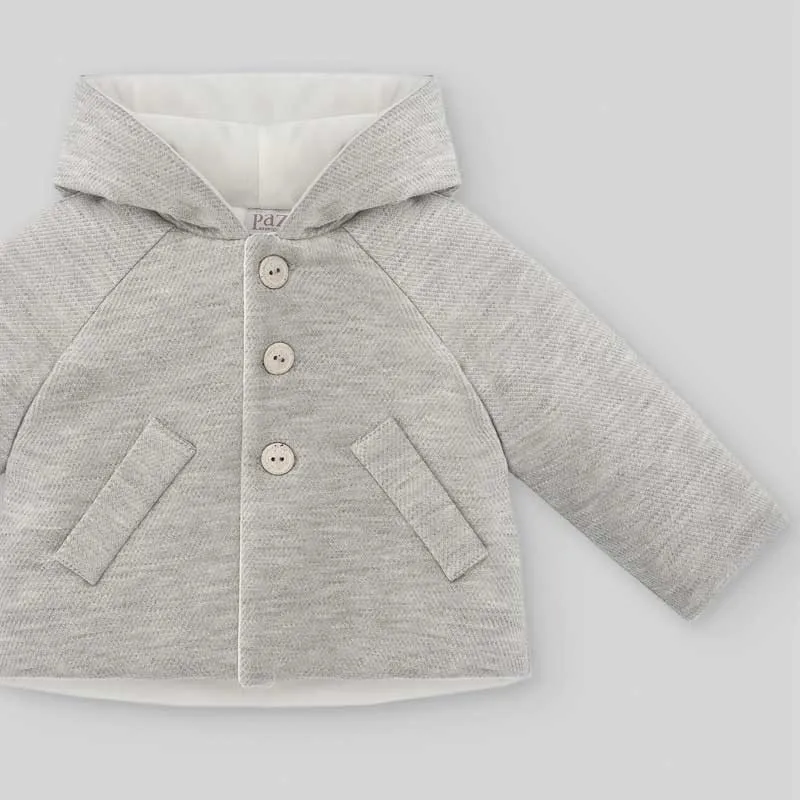 Chaquetón bebé gris perla de Paz Rodriguez