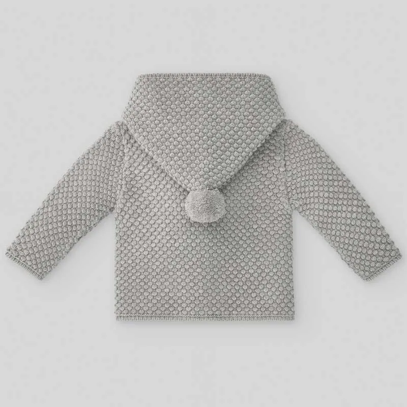 Chaquetón punto bebé gris perla de Paz Rodriguez