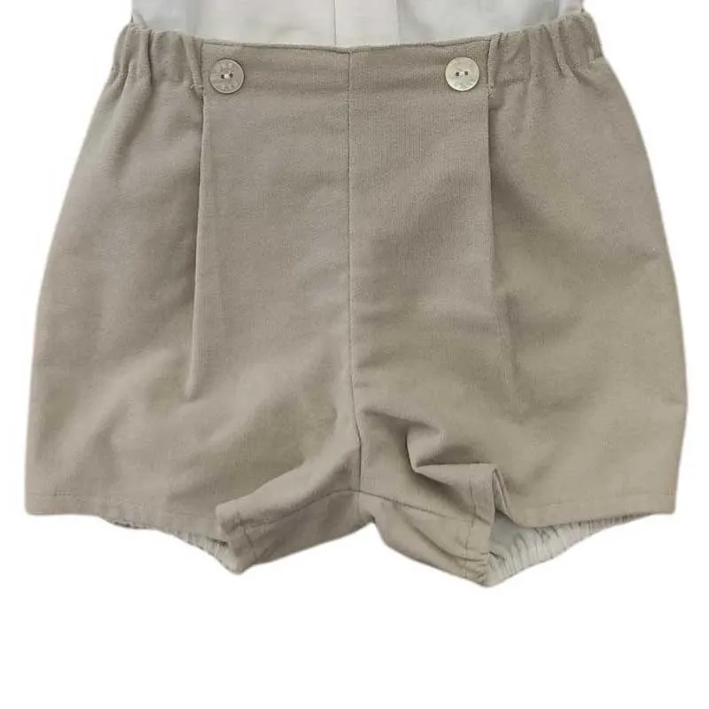 Conjunto bebé ceremonia Paz Rodriguez de blusa y bombachito avellana