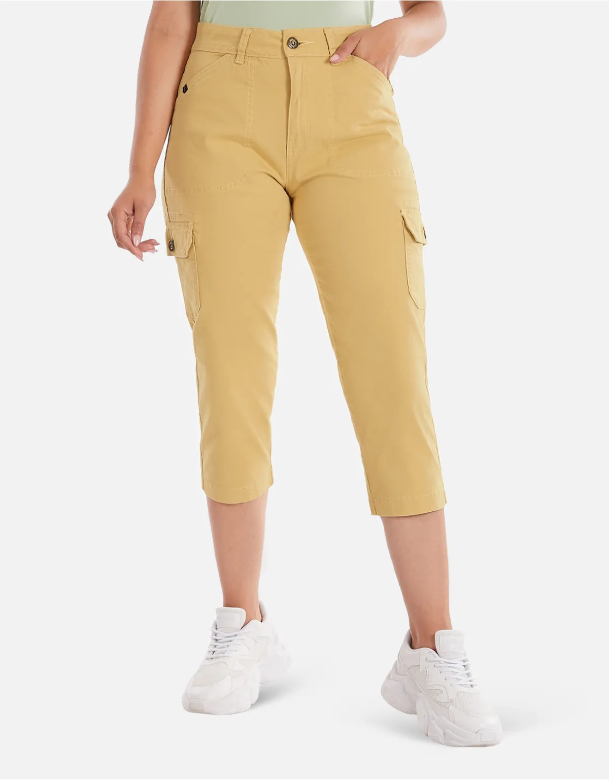 Cropped drill amarillo tiro alto mm