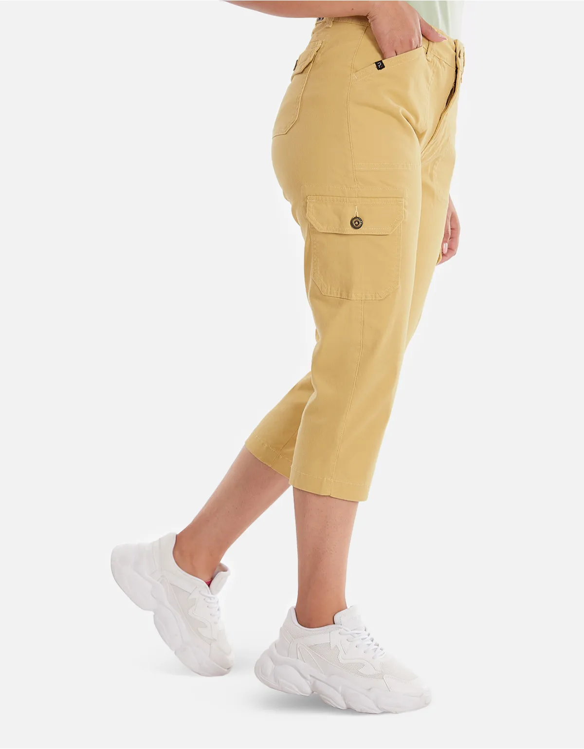 Cropped drill amarillo tiro alto mm