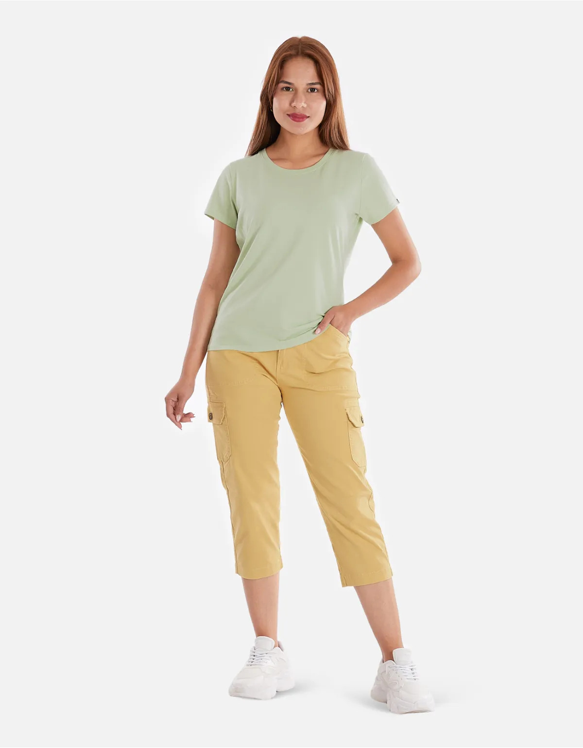 Cropped drill amarillo tiro alto mm
