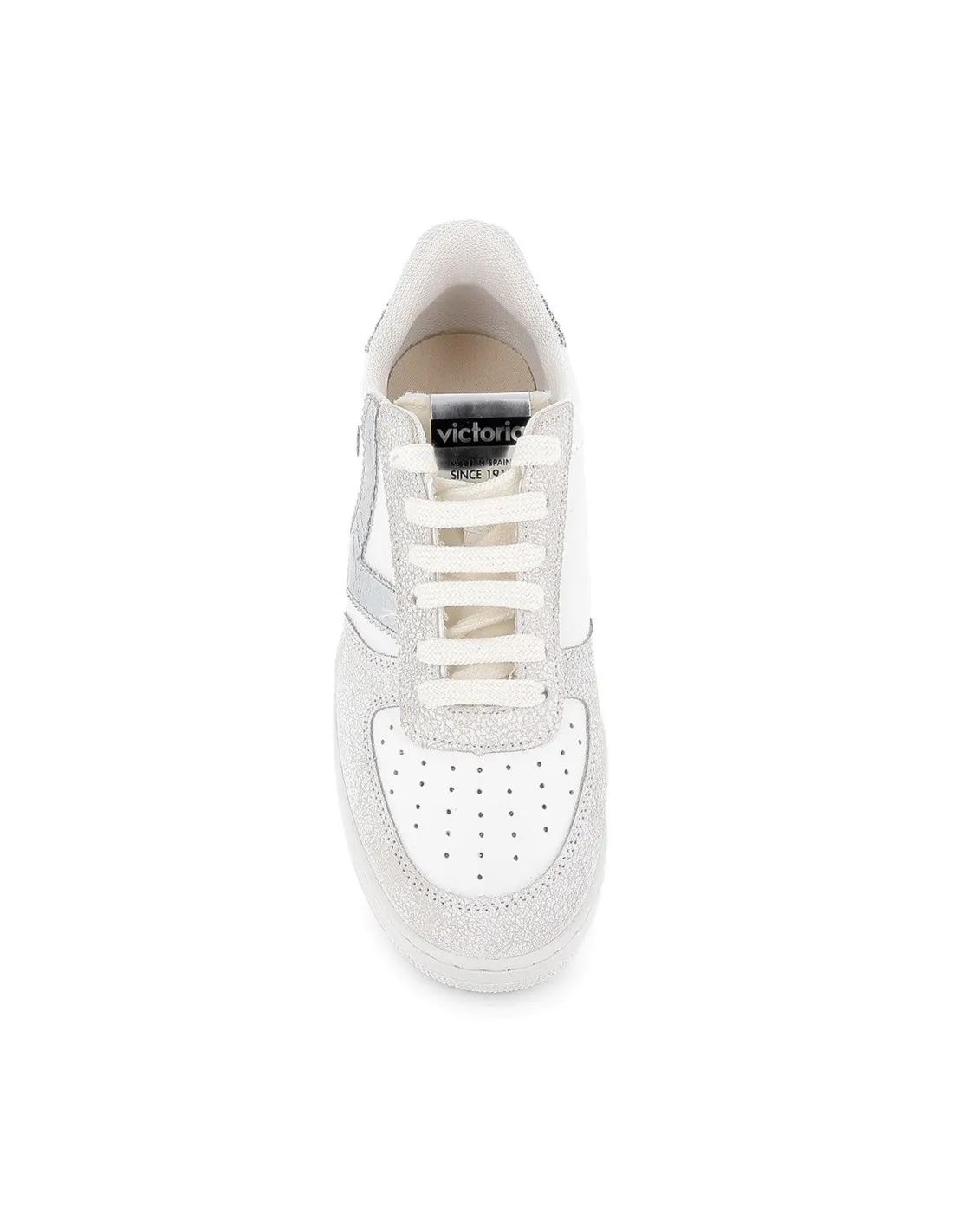 Deportiva piel y serraje detalle glitter y metalizado para mujer blanco VICTORIA