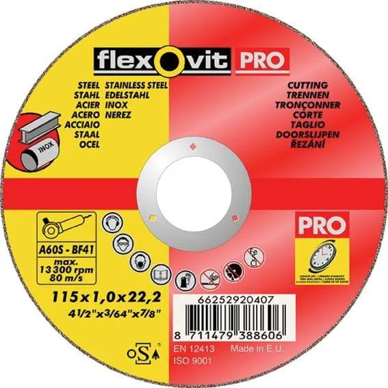 Disco de corte para acero inoxidable Flexovit A60SBF41