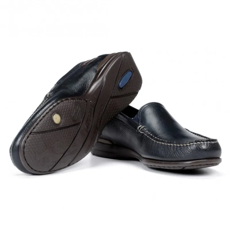 FLUCHOS Orion 8682 marino y cuero. Mocasín liso piel Hombre