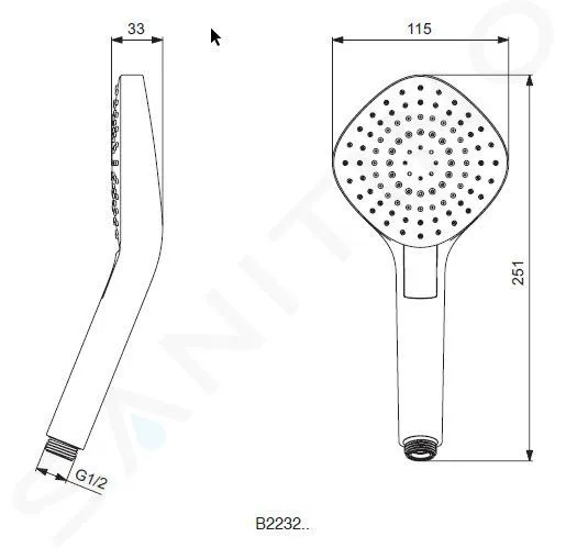 IDEAL STANDARD IDEALRAIN EVO JET  ALCACHOFA DE DUCHA DIAMOND 12 CM, 3 CHORROS, CROMO B2232AA