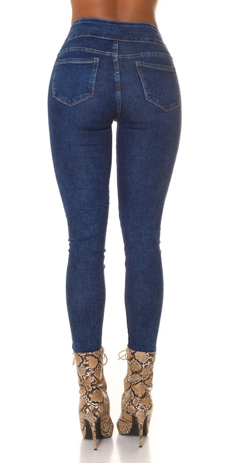 Jeans azul oscuro con cintura alta