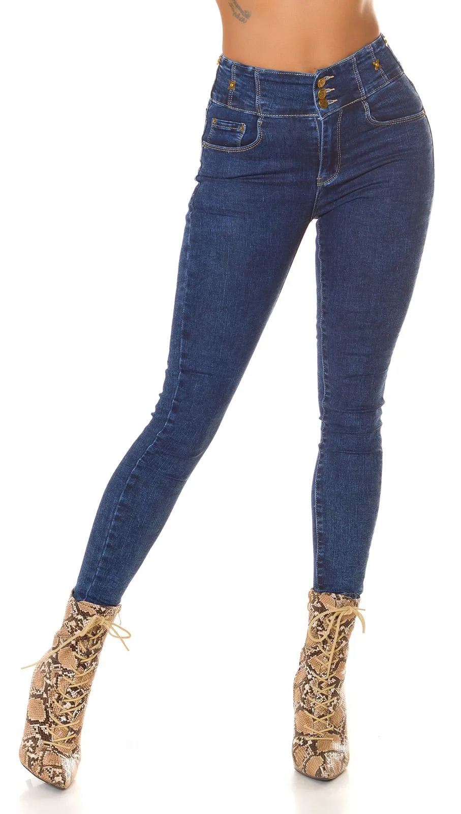 Jeans azul oscuro con cintura alta