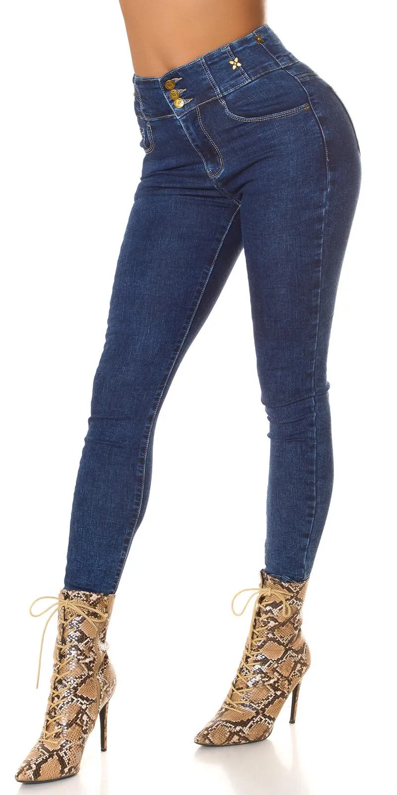 Jeans azul oscuro con cintura alta