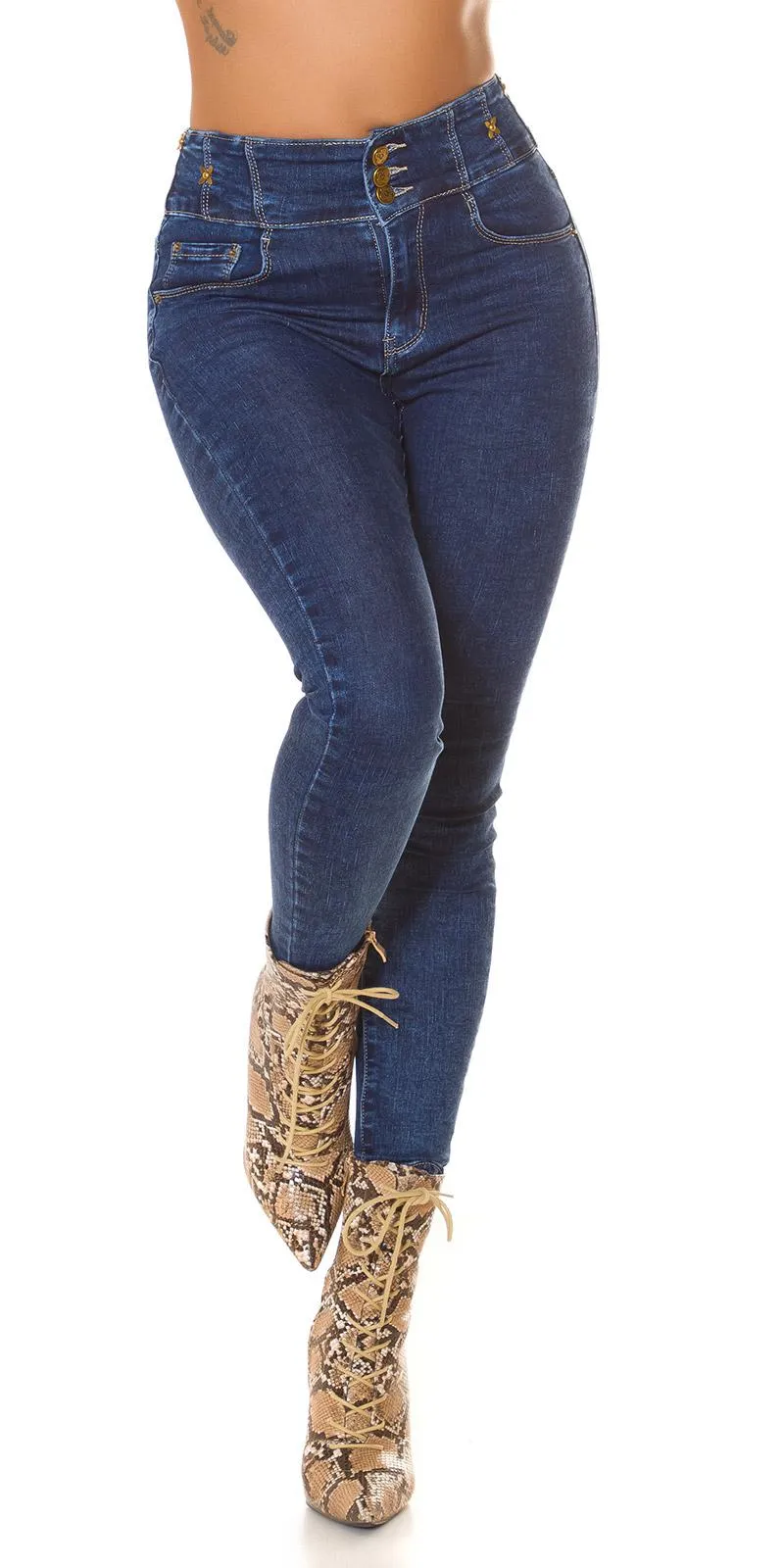Jeans azul oscuro con cintura alta