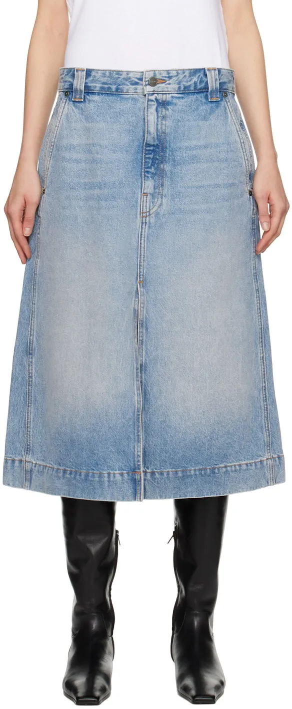 Khaite Charlene Midi Denim Skirt