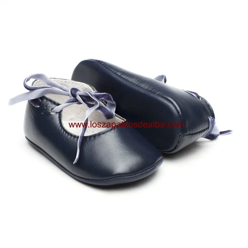 Merceditas bebé piel lazada Azul marino