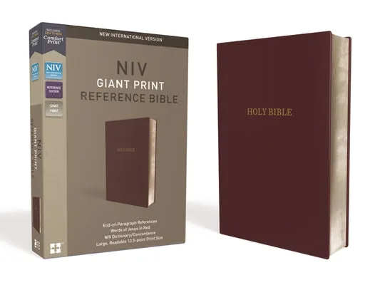NIV, REFERENCE BIBLE, GIANT PRINT, LEATHERLOOK, BURGUNDY, RED LETTER EDITION, COMFORT PRINT