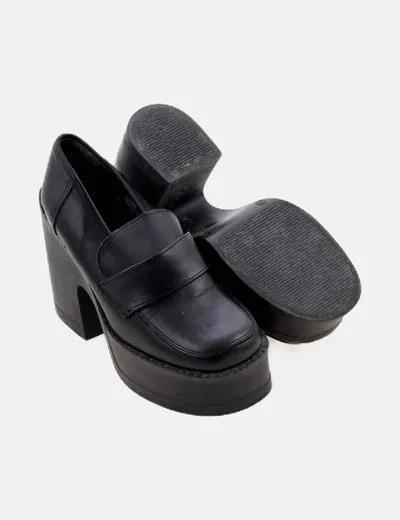 NoName Mocasín negro tacón plataforma