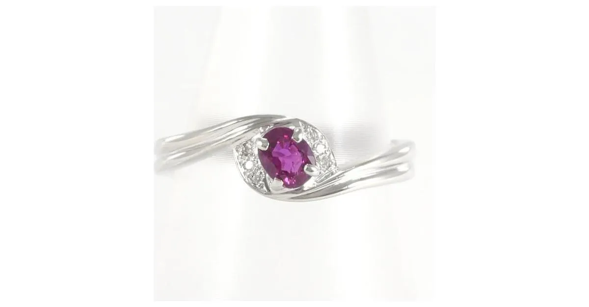 Otras joyas & Other Stories Anillo de platino PT850 con rubí y diamante en excelente estado Plata 