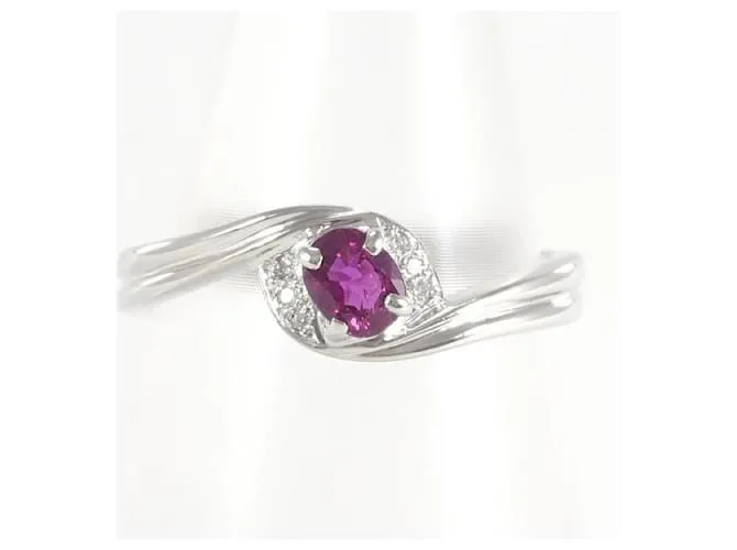 Otras joyas & Other Stories Anillo de platino PT850 con rubí y diamante en excelente estado Plata 