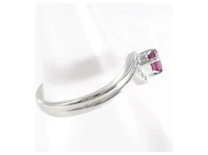 Otras joyas & Other Stories Anillo de platino PT850 con rubí y diamante en excelente estado Plata 