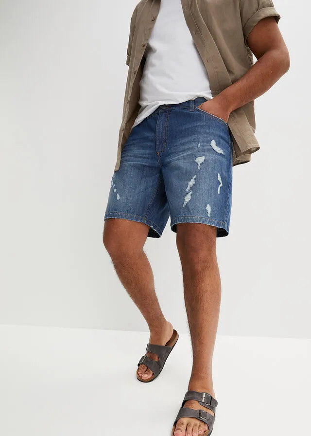 Pantalón corto vaquero Azul intermedio vaquero desgastado