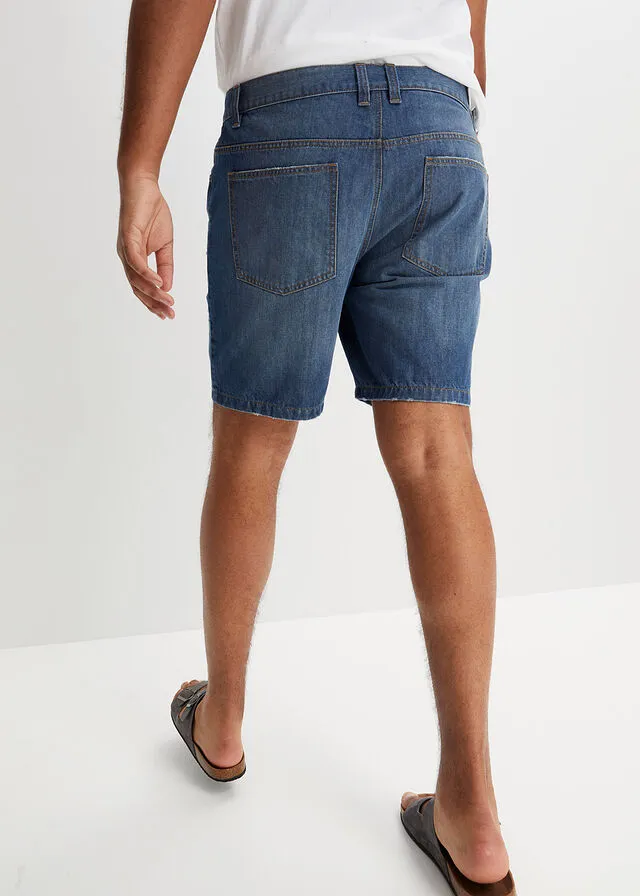 Pantalón corto vaquero Azul intermedio vaquero desgastado