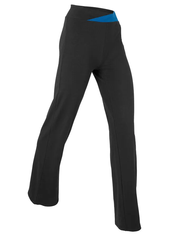 PANTALóN DE ALGODóN ACAMPANADO NEGROAZUL GENCIANA