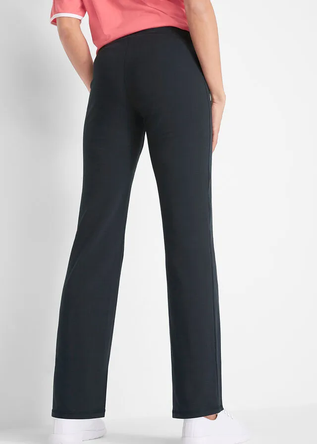 PANTALóN DE ALGODóN ACAMPANADO NEGROAZUL GENCIANA