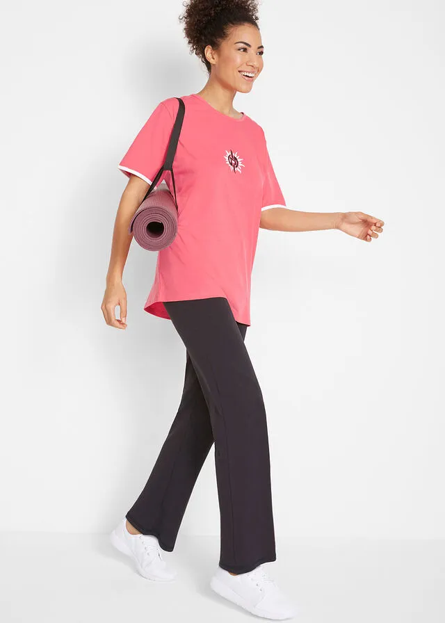 PANTALóN DE ALGODóN ACAMPANADO NEGROAZUL GENCIANA