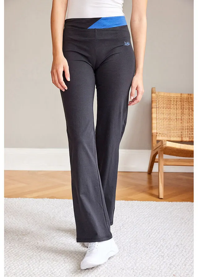 PANTALóN DE ALGODóN ACAMPANADO NEGROAZUL GENCIANA
