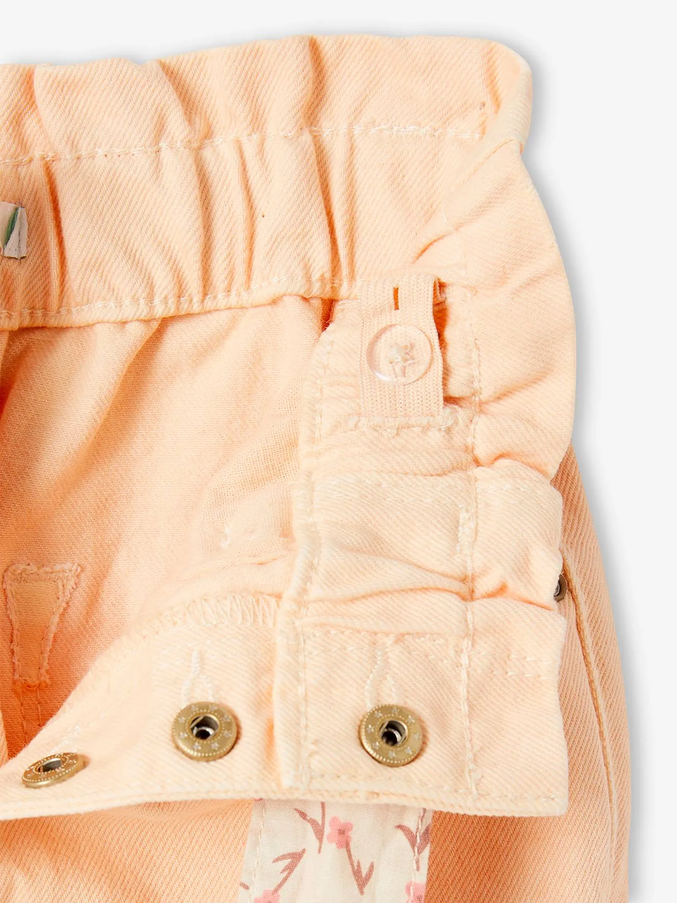 Pantalón «paperbag» y cinturón pañuelo con estampado de flores para niña