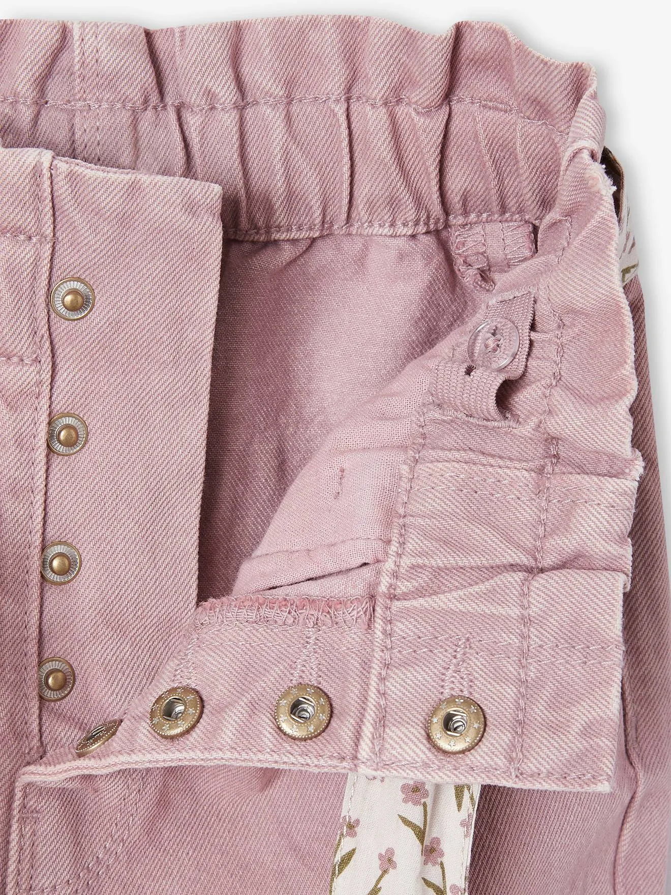 Pantalón «paperbag» y cinturón pañuelo con estampado de flores para niña