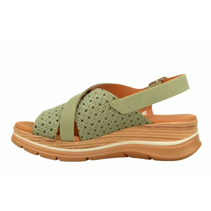 PAULA URBAN 24530 BLANCO Y VERDE SANDALIA MEDIA CUñA MUJER