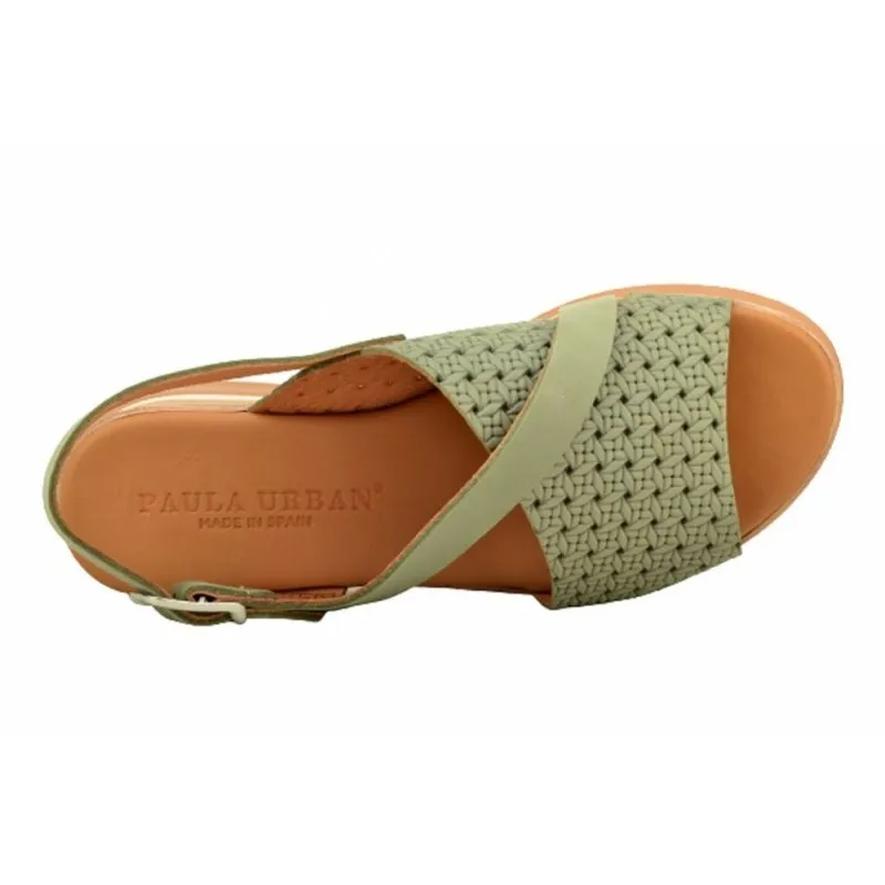 PAULA URBAN 24530 BLANCO Y VERDE SANDALIA MEDIA CUñA MUJER