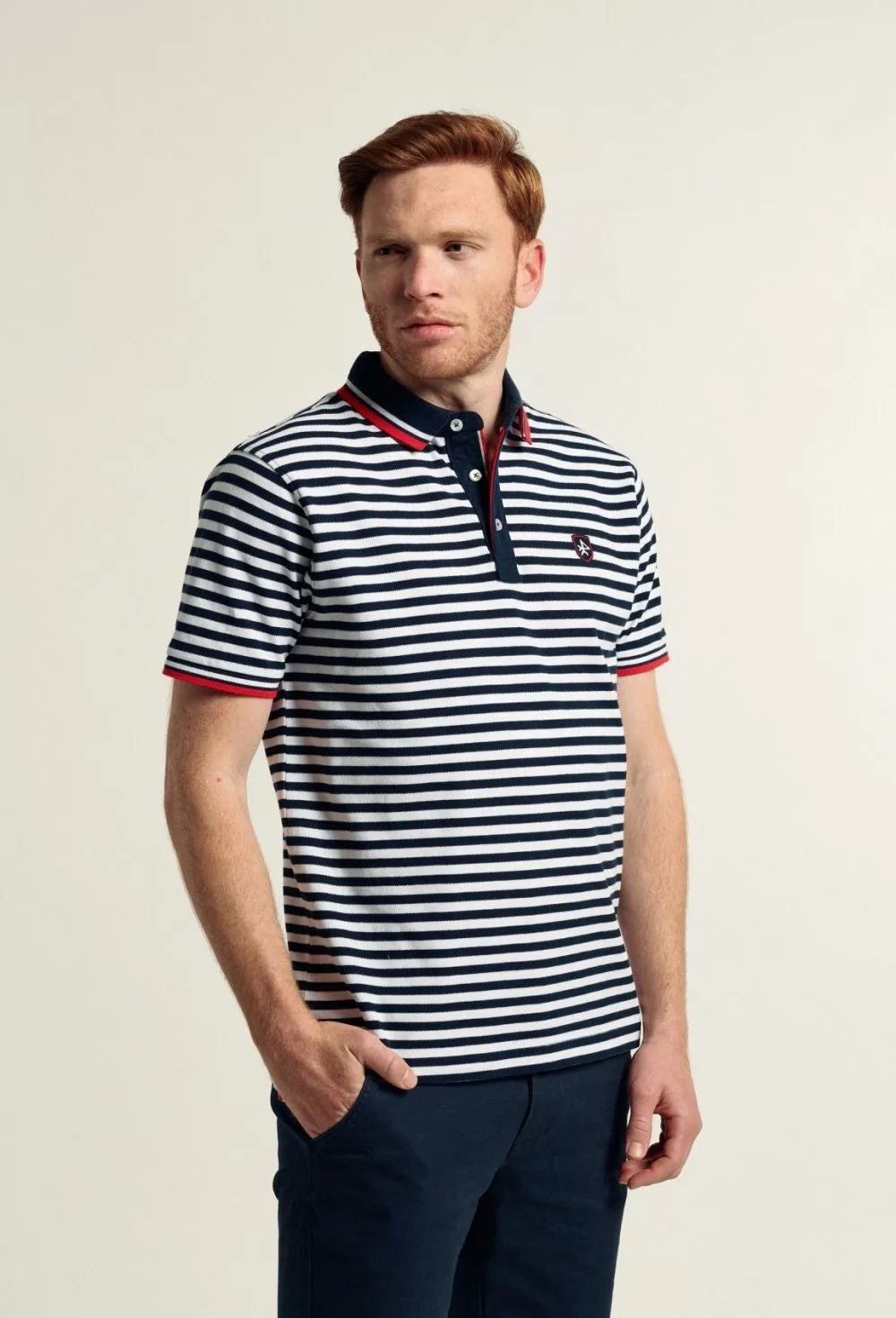 Polo rayas azul marino