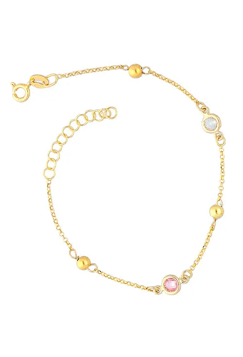 Pulsera de plata chapada con entrepiezas bolas y piedras
