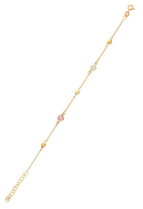 Pulsera de plata chapada con entrepiezas bolas y piedras