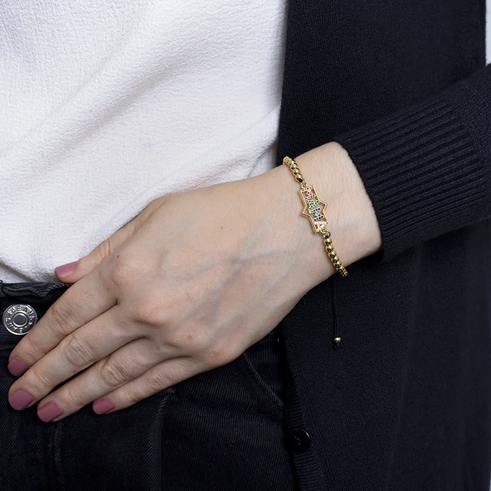 Pulsera mama ajustable de perlitas con estrella