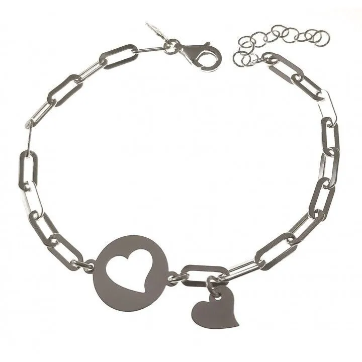 Pulsera Plata Forzada Corazones