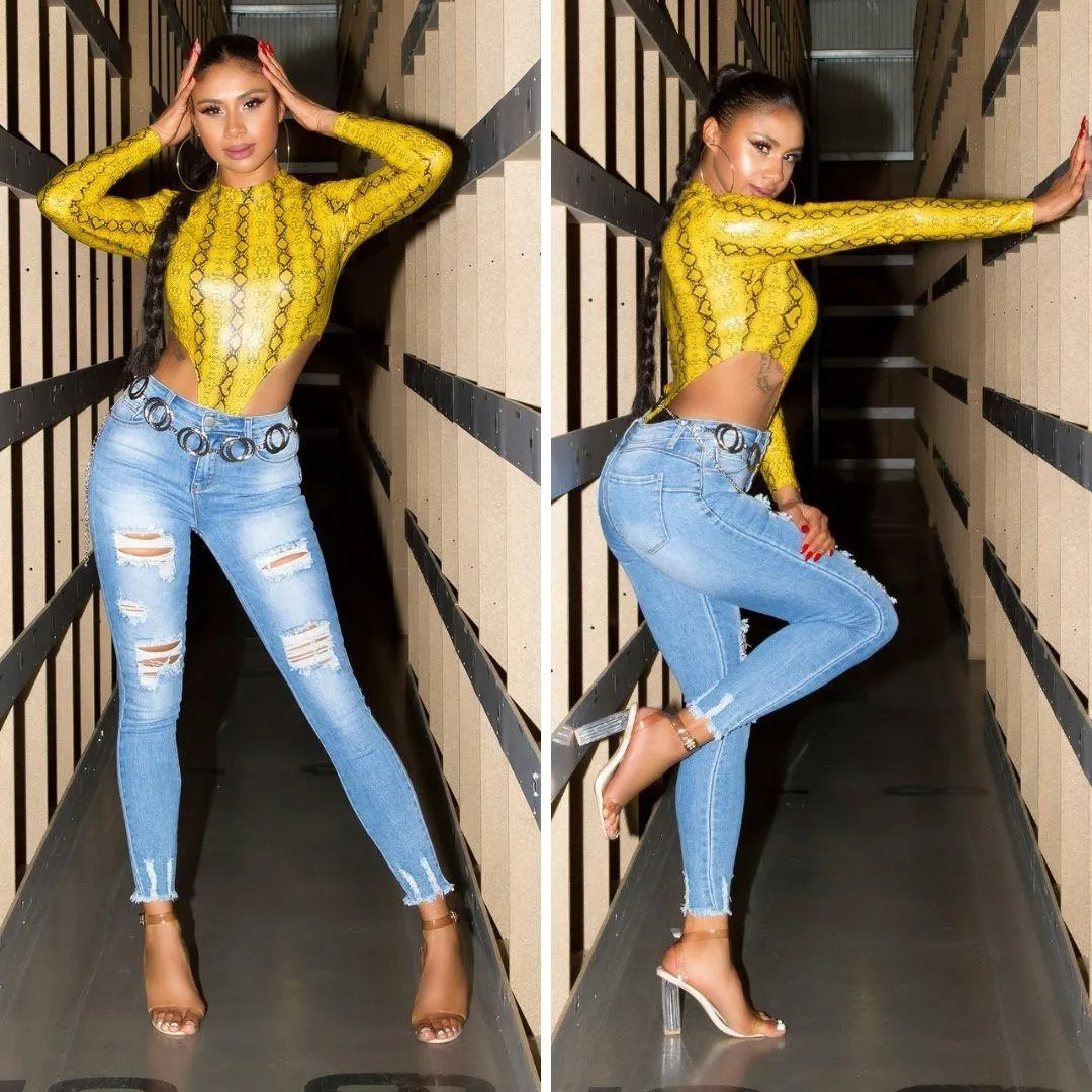 Push up skinny Jean roto